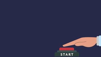 Animated red start button designed for web marketing and social media engagement. Flat design with smooth motion effect, ideal for interactive digital content, UI UX elements, call to action buttons video