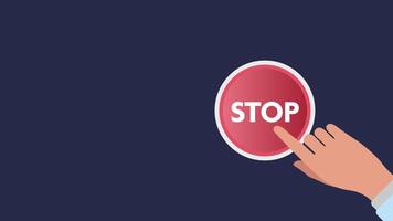 A hand pressing a red stop animation button. Perfect for UI UX, web design, digital marketing elements. Ideal for interactive media, motion graphics with a clean, modern flat design. video