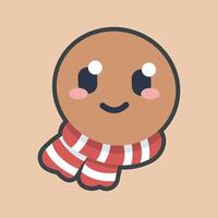 gingerbread head character with outline flat design vector