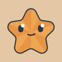 star with face in outline flat design. vector