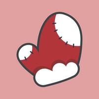 red glove with outline flat design. vector