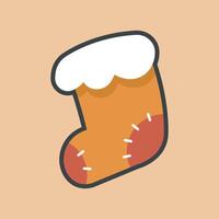 orange sock with outline flat design. vector