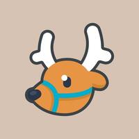 cute reindeer head with outline flat design vector