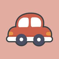 cute red car with outline flat design. vector