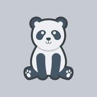 panda sit character in outline flat design. vector