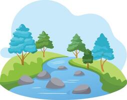 A River in Nature with Trees and Rocks vector