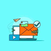 Computer Screen, sent email illustration Email Icon Design. vector