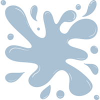 Digital rendering shows light blue water splashes on a transparent background. The splatters are roughly star-shaped. with small drops Scattered around. png