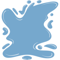 A light blue abstract blob with curved edges and smaller droplet shapes, all in a flat, cartoonish style against a pale background. png