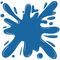 Bright blue paint splashes on a transparent background. They form abstract shapes reminiscent of splatters, varying in size and intensity. png