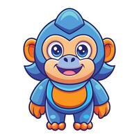 a cartoon monkey in blue and orange vector