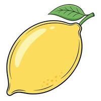a lemon with a leaf on it white background vector