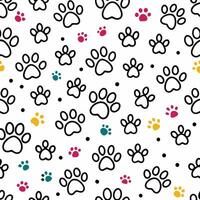 seamless pattern with paw prints on white background vector