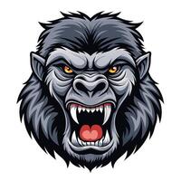 gorilla head with open mouth and red eyes vector