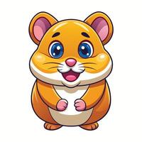 cartoon hamster with big eyes and big vector