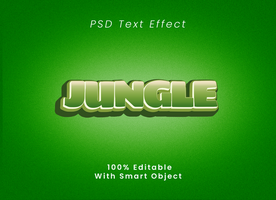 Jungle-themed 3D text effect with bold green typography on a vibrant background psd