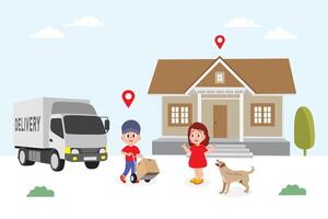 Successful Package Delivery to Happy Customer vector