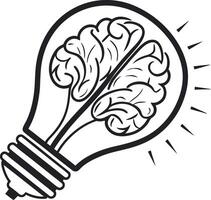 stylized brain intricately encased within a glowing light bulb vector