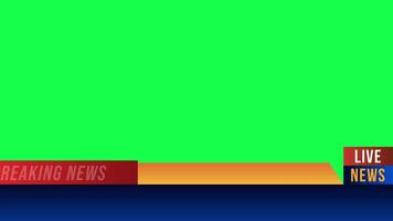 Breaking news TV banner layout design template for main broadcast headlines and media channels. A set of blue and red banners with a modern style, green screen background for easy customization. video