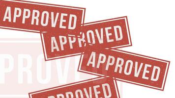 Approved stamp animation with red ink on a dark neutral background. A rubber stamp with a grunge texture creates a realistic effect. Perfect for motion graphics, footage and editing projects. video