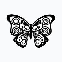 stylized silhouette of a butterfly in black against a pure white background. vector