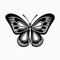 detailed black and white illustration of a butterfly. vector