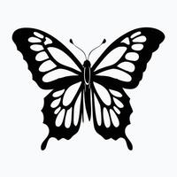 A stylized, black and white silhouette of a butterfly, perfect for use in designs, logos, or illustrations. vector
