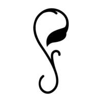 illustration of a curly calligraphic design element. Hand drawn line art style. vector