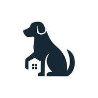 silhouette dog with house logo icon vector