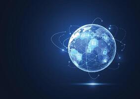 Global network with Premium security connection. Digital concept of global business protect system vector