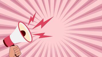 Megaphone with speech bubble announcement in 4K resolution. Perfect for alerts, promotions, marketing messages, call to action visuals. animation for social media, advertising and presentations. video