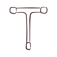 Simple Socket Wrench symbol in line art style. Hand drawn design for repair work isolated on a white background. vector