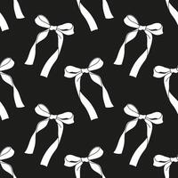 Seamless black and white pattern with bows. Background design. Repeating print vector