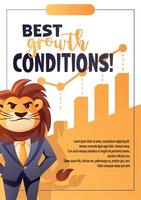 flyer with growth chart and success message vector