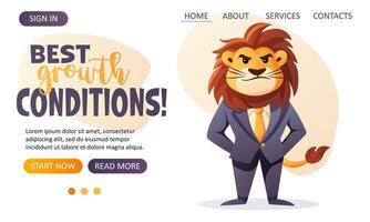 web design with business lion and motivation vector