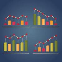 chart with growth and decline graphs. vector