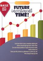 flyer featuring a growth chart, motivational investment text, and a 50 discount promotion vector