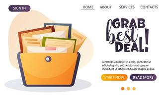 web design with folders and special offer vector