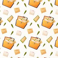 Seamless pattern with folders, documents, and envelopes vector