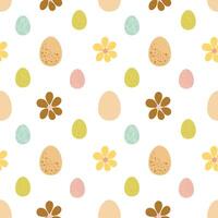 Easter eggs Seamless pattern with flowers, different eggs and flowers pattern, floral pattern vector
