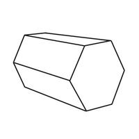Black linear hexagonal prism for game, icon, packaging design, logo, mobile, ui, web, education. Hexagon on white background. Geometric figure for your design. Outline. vector