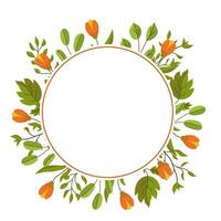 Floral Frame with Space for Text. Spring Botanical Illustration for Cards and Invitations. vector