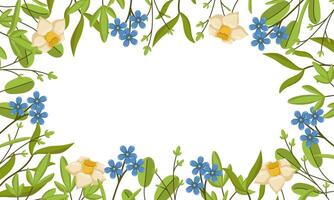 Floral Background with Place for Text. Spring Botanical Illustration for Cards and Invitations. vector