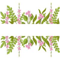 spring banner with pink flowers and space for text. Botanical illustration for greeting cards and invitations. vector