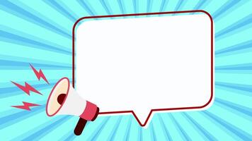 Megaphone with speech bubble announcement in 4K resolution. for alerts, promotions, marketing messages, call to action visuals. High quality animation for social media, advertising, presentations. video