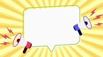 Megaphone with speech bubble announcement in 4K resolution. for alerts, promotions, marketing messages and call to action visuals. High quality animation for social media, advertising, presentations video
