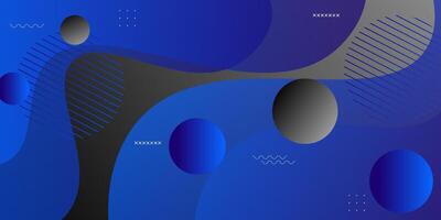 Blue geometric business banner design. Creative banner design with wave and circle shape as template. Simple design on dark horizontal banner. Eps10 vector