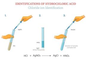 Illustration of Diagram Showing Identification of Hydrochloric Acid Using Silver Nitrate vector