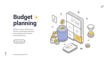 Financial management tools and concepts for effective budgeting and saving modern isometric liner art web banner vector