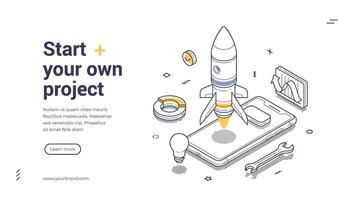 Launch and develop innovative projects with effective web banner design vector